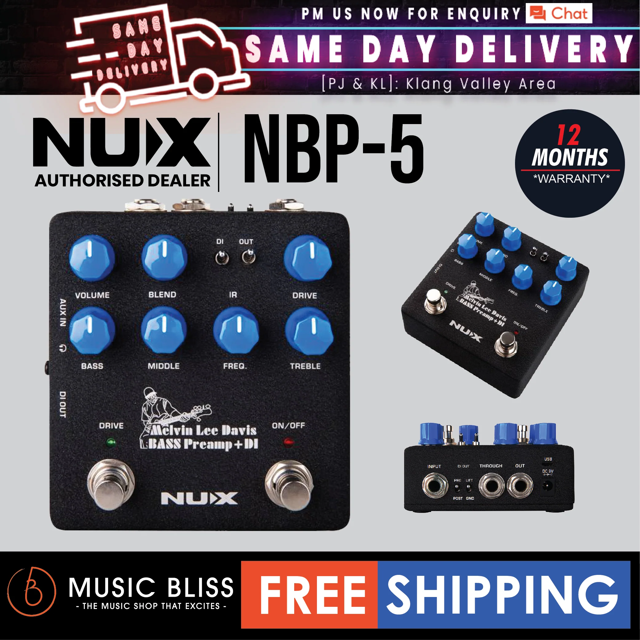 NUX NBP-5 Melvin Lee Davis Bass Preamp + DI