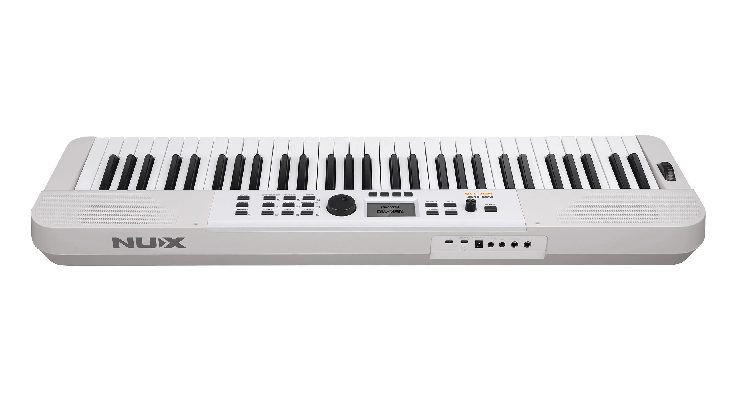 Nux NEK-110 61 Keys Portable Digital Electronic Keyboard with Touch Response and Bluetooth - White - Image 3