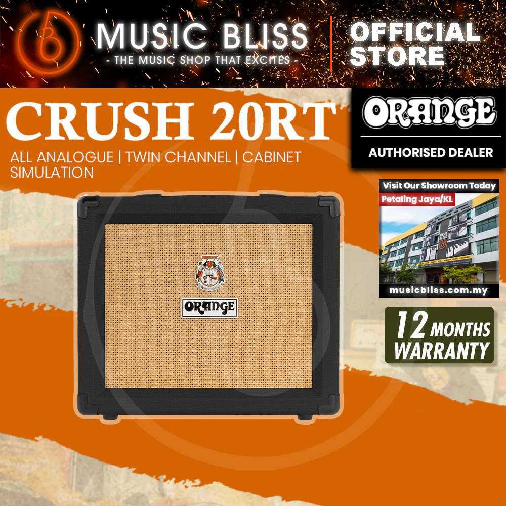 Orange Crush 20RT - 20-watt 1x8" Best Beginner Electric Combo Amp with FREE Wireless Guitar System - Home Practice Amp Bundle - Black - Image 2