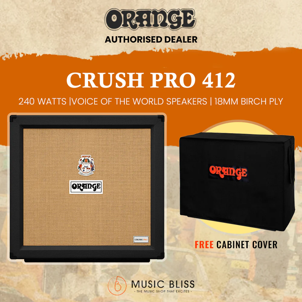 Orange Crush Pro 240-watt 4x12" Closed-back Speaker Cabinet - Black w/ Free Cover - Image 2