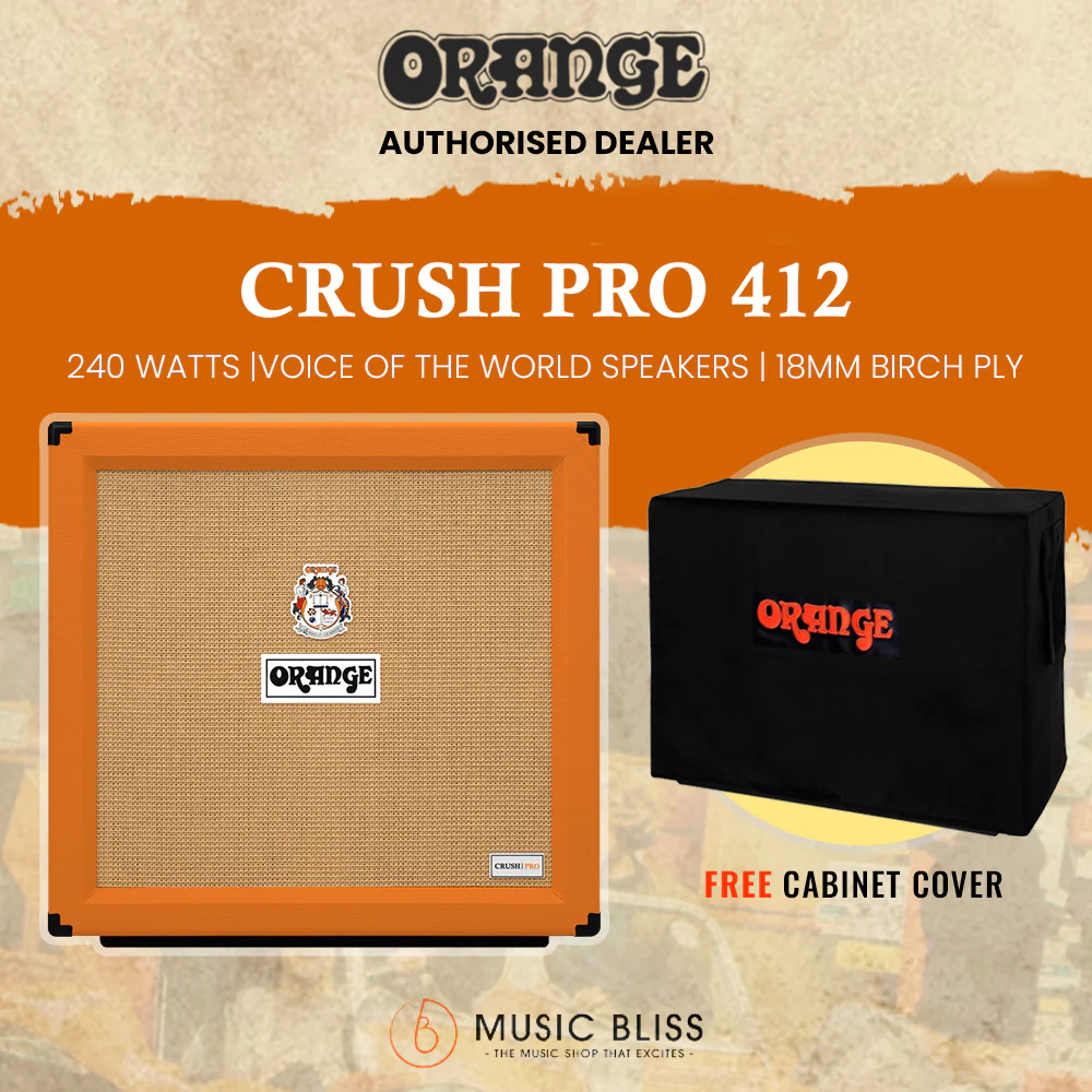 Orange Crush Pro 240-watt 4x12 Closed-back Speaker Cabinet - Orange w/ Free Cover - Image 2