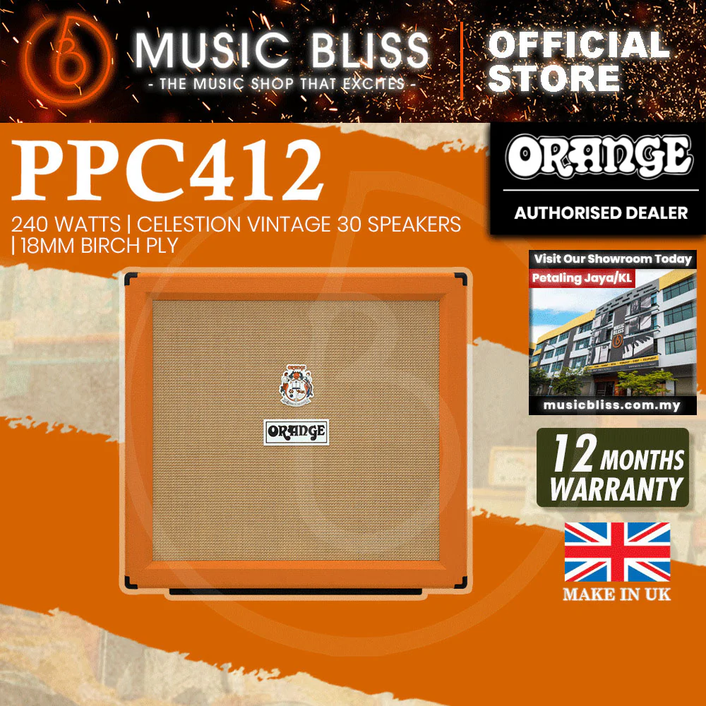 Orange PPC412 240-watt 4x12" Straight Cabinet - Orange (Made in UK) - Image 2