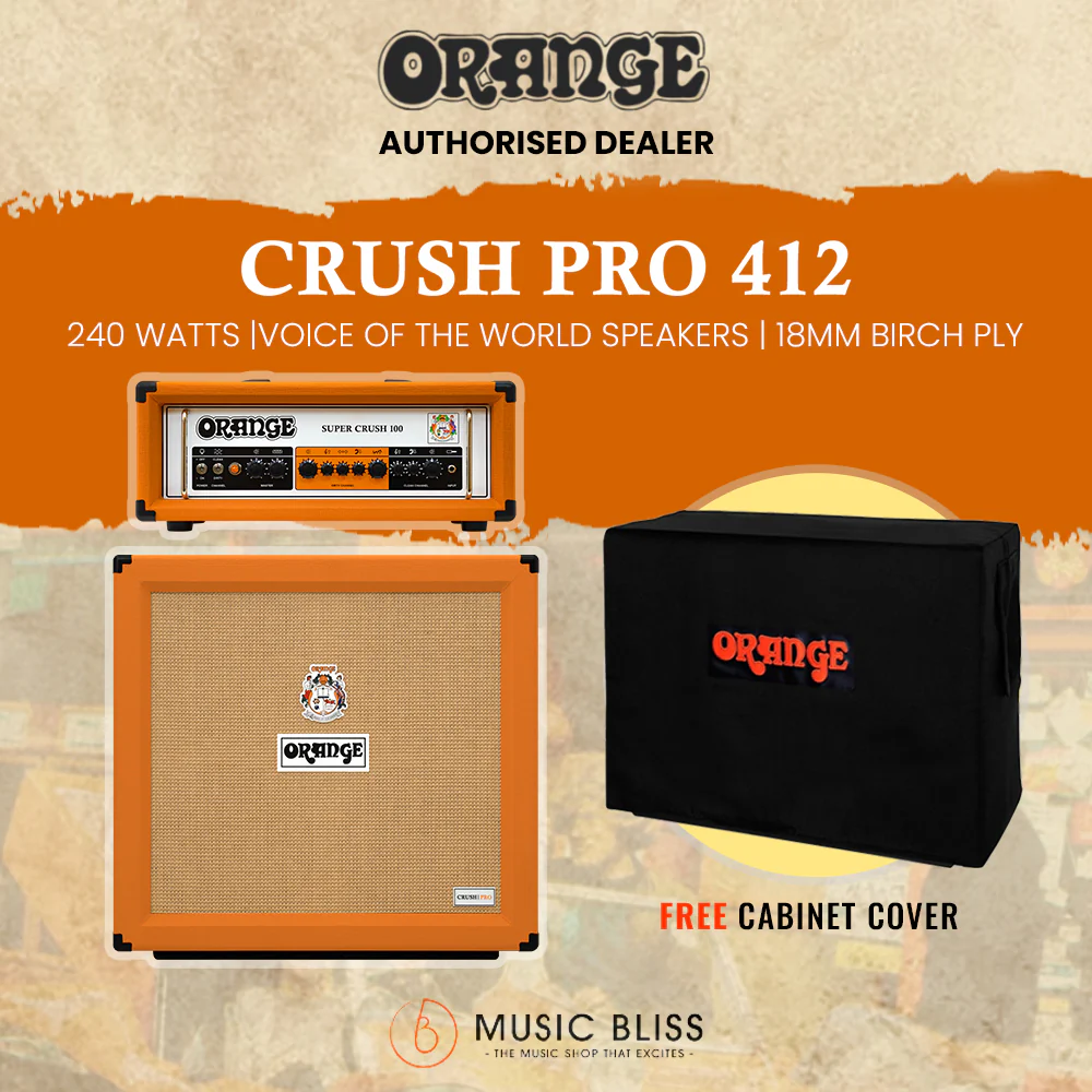 Orange Super Crush 100 100-watt Solid-state Head with Crush Pro 240-watt 4x12" Closed-back Speaker Cabinet - Orange
