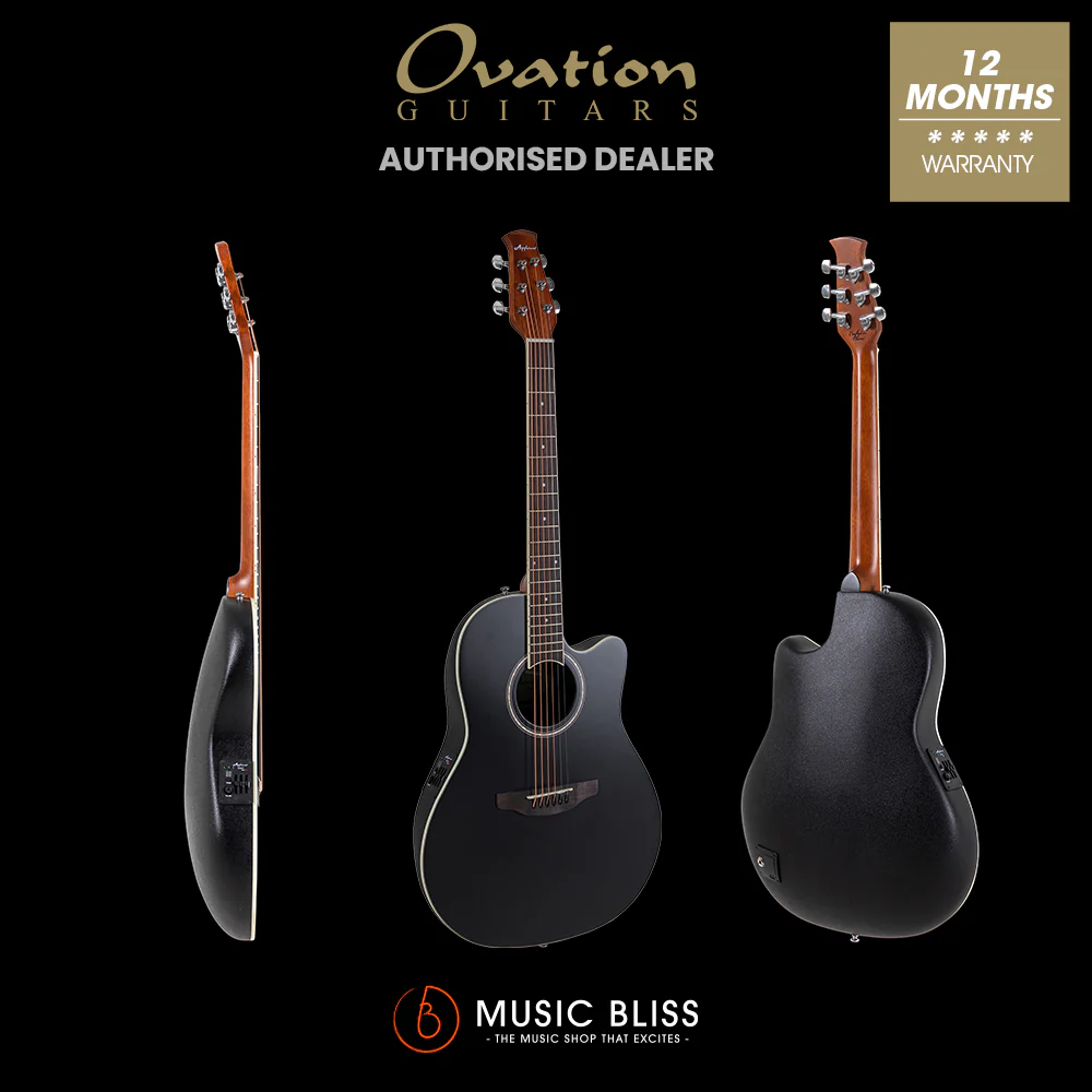 Ovation Applause AB28-5S Super Shallow Acoustic-electric Guitar - Black Satin