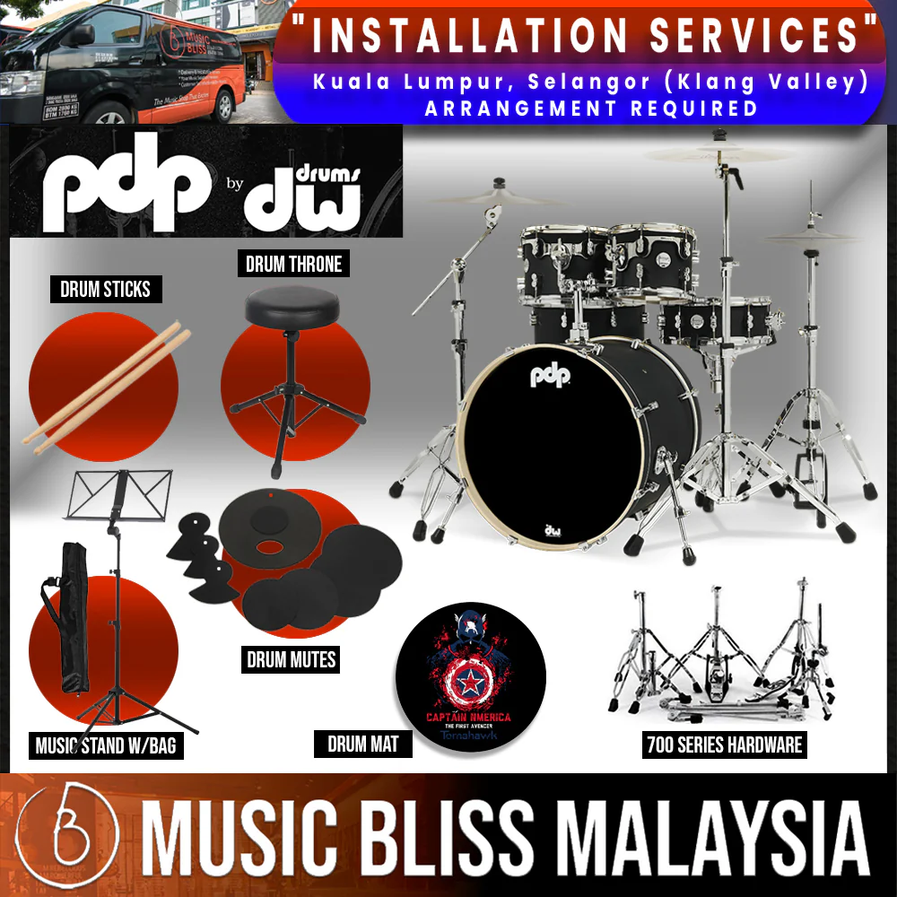 PDP by DW CM5 Concept Maple Shell Pack - 5-piece with Hardware Pack - Satin Black