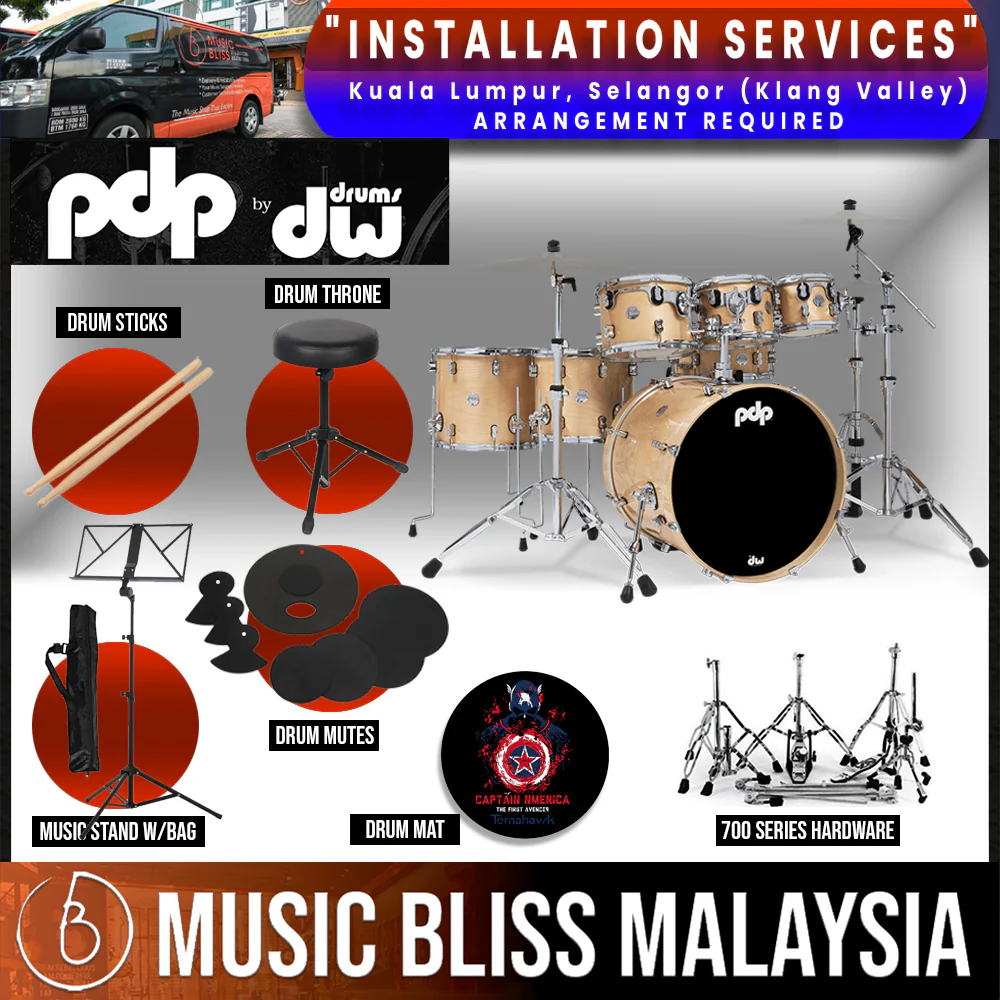 PDP by DW CM7 Concept Maple Shell Pack - 7-piece with Hardware Pack - Natural