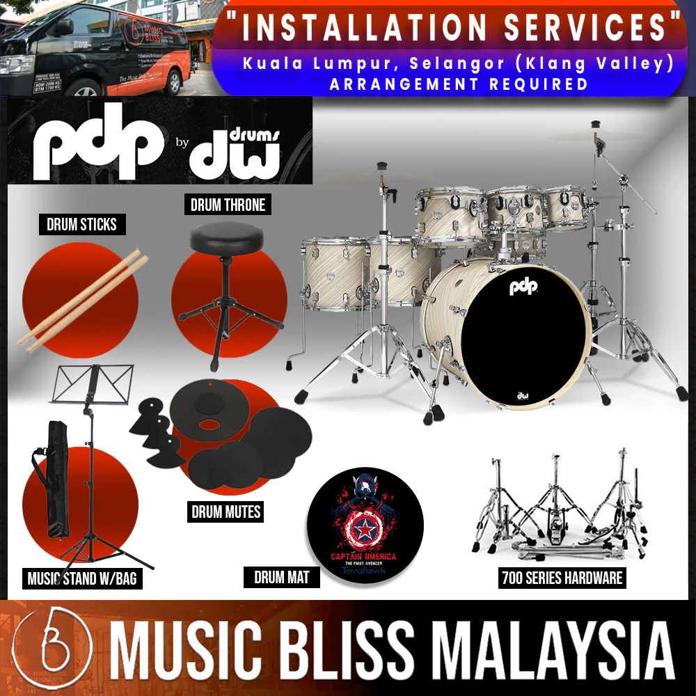 PDP by DW CM7 Concept Maple Shell Pack - 7-piece with Hardware Pack - Twisted Ivory