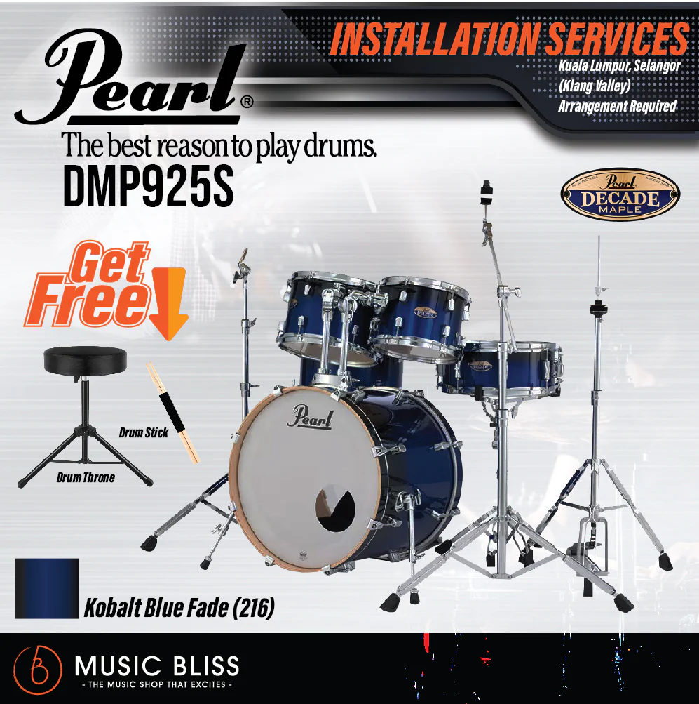 Pearl Decade Maple 5-Piece Drum Set with Hardware, Drumstick and Throne - 22 Inch Bass Drum - Kobalt Blue Fade