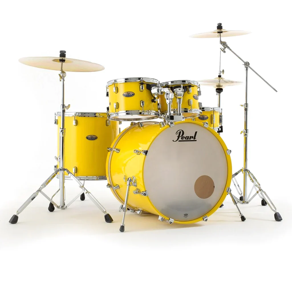 Pearl Decade Maple 5-Piece Drum Set with Hardware, Drumstick and Throne - 22 Inch Bass Drum - Solid Yellow - Image 9