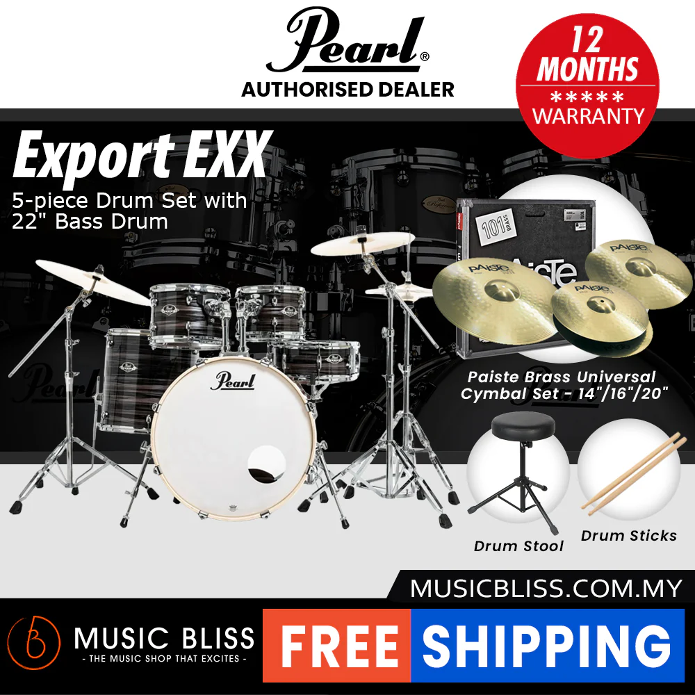 Pearl Export EXX 5-Piece Drum Set with Hardware, Drumstick and Throne - 22 Inch Bass Drum - Metallic Amethyst Twist - Image 5