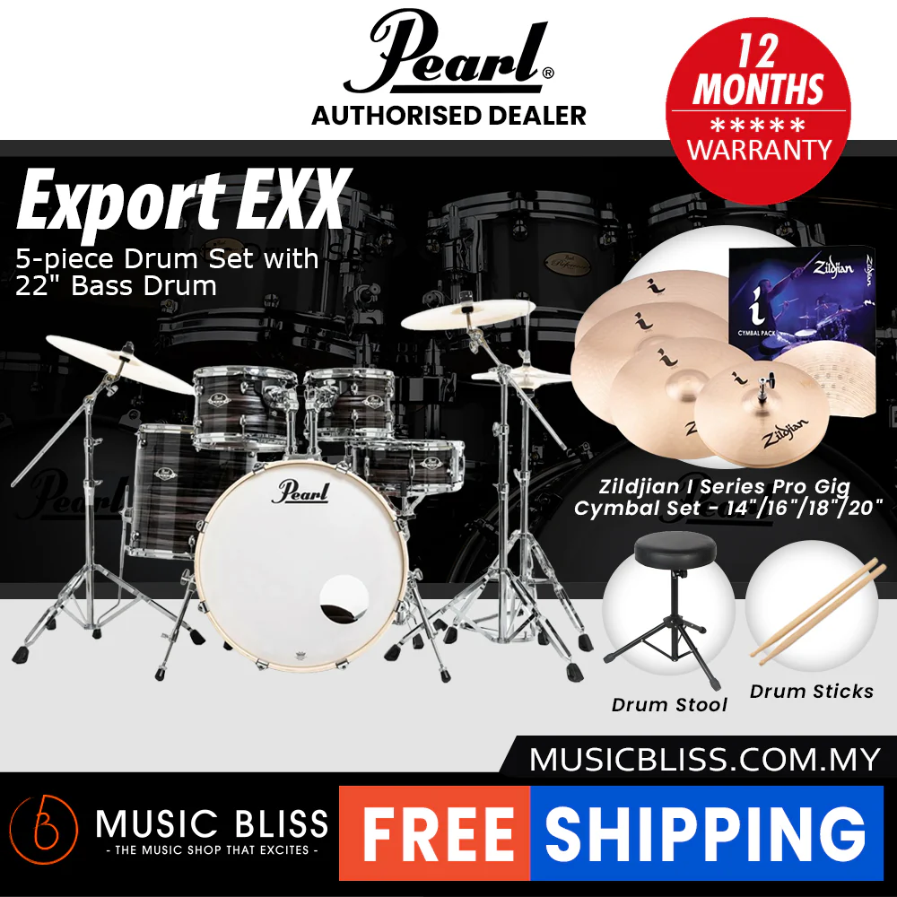 Pearl Export EXX 5-Piece Drum Set with Hardware, Drumstick and Throne - 22 Inch Bass Drum - Metallic Amethyst Twist - Image 9