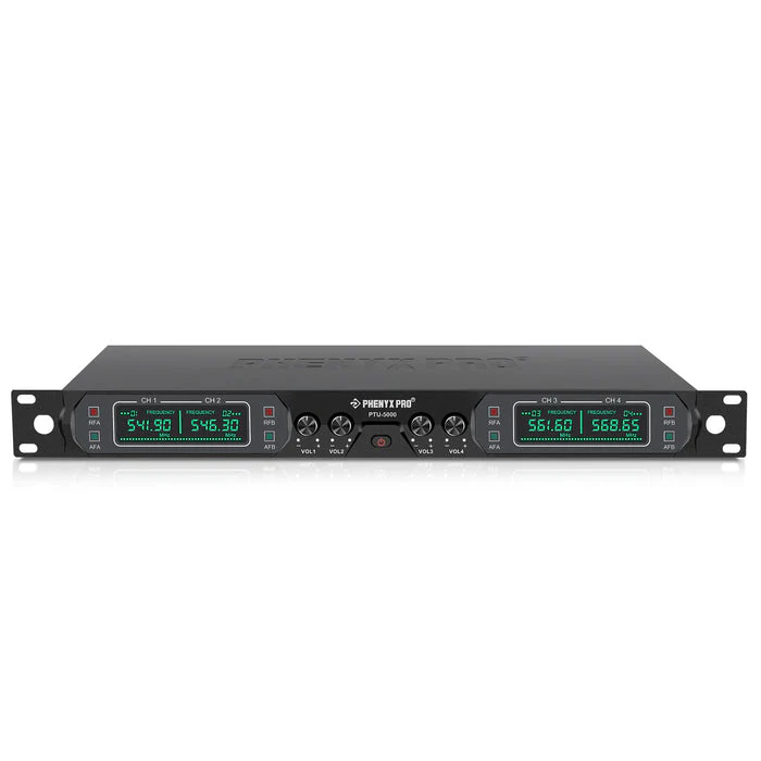 Phenyx Pro Best Budget Wireless PTU-5000-4H 4-Channel UHF Wireless Microphone System, with 4x Handheld Dynamic Microphones, Fixed Frequency, 260ft Range, Ideal for Church,Karaoke,Weddings, Events - Image 3
