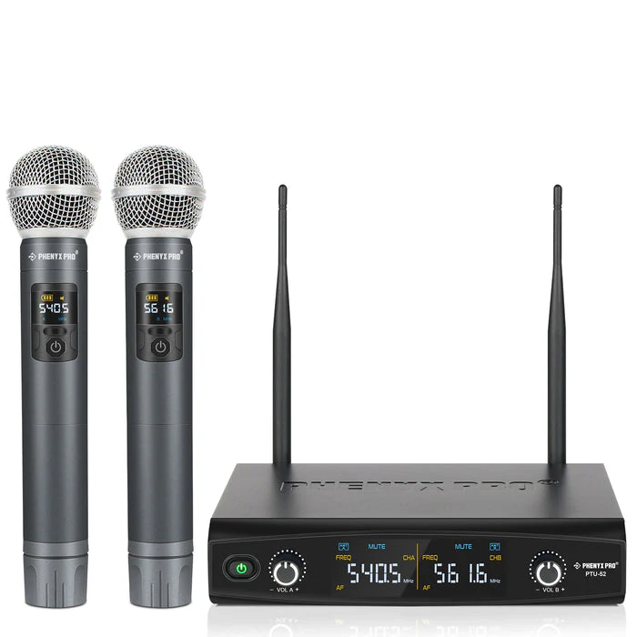 Phenyx Pro Best Budget Wireless PTU-52-2H Handheld UHF Wireless Microphone System, 200ft Range, Ideal for Singing, Karaoke, Church, DJ - Image 3