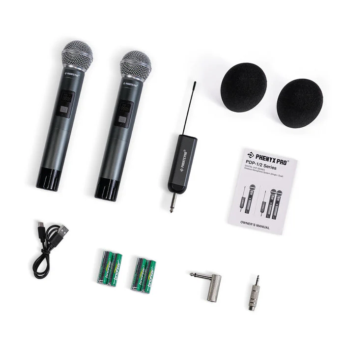 Phenyx Pro PDP-2-2H Dual Digital Portable Wireless Microphone System - 900MHz - Image 2