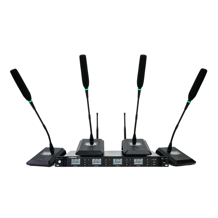 Phenyx Pro PTC-4 Wireless Conference Microphone System 4x50 UHF Frequencies Auto Scan 4 Gooseneck Mics - Image 3