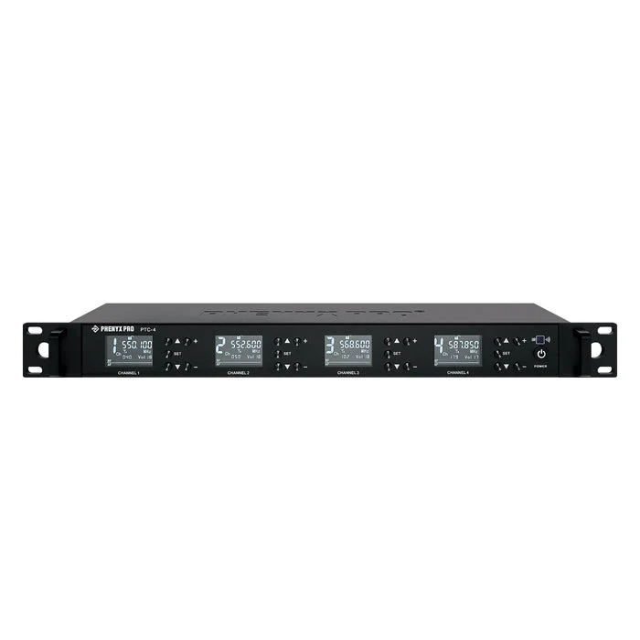Phenyx Pro PTC-4 Wireless Conference Microphone System 4x50 UHF Frequencies Auto Scan 4 Gooseneck Mics - Image 4