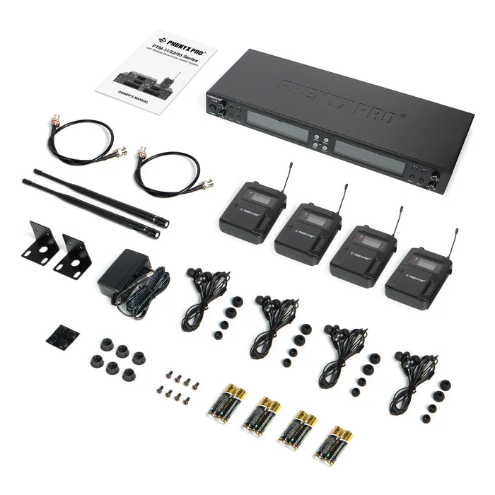 Phenyx Pro PTM-33-4B UHF Mono Wireless In-Ear Monitor System with 4 Bodypacks - Image 2