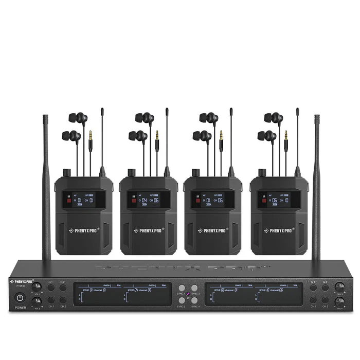 Phenyx Pro PTM-33-4B UHF Mono Wireless In-Ear Monitor System with 4 Bodypacks - Image 3