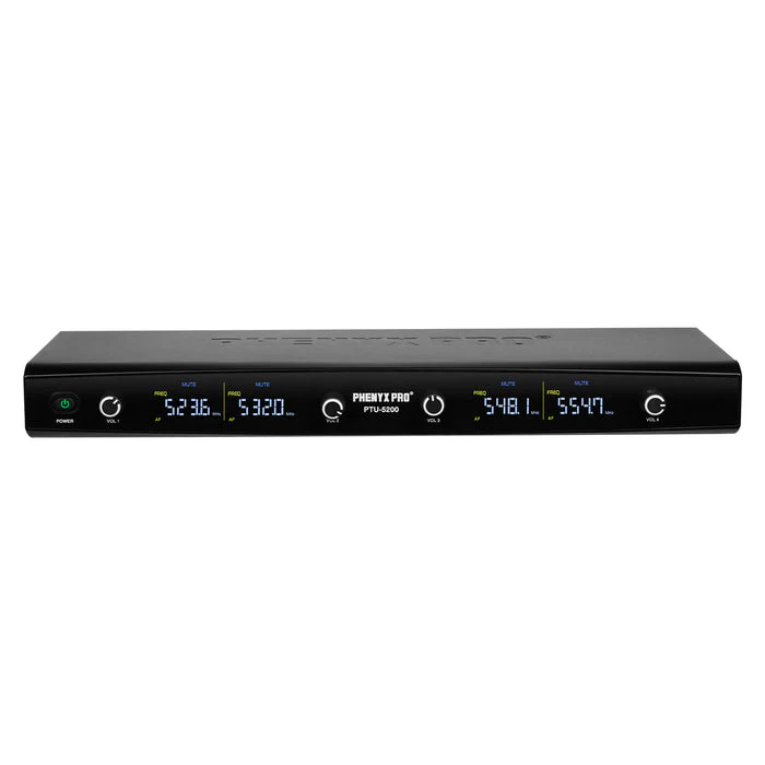 Phenyx Pro PTU-5200-4H Quad UHF Wireless Microphone System, 4 Cordless Mics, 4x25 UHF Adjustable Frequencies, 200ft Range, Dynamic Microphones for Singing, Karaoke, Church, DJ - Image 4