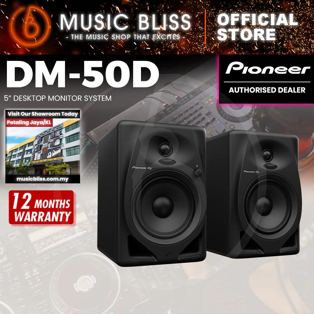 Pioneer DJ DM-50D 5-inch Active Monitor Speaker, Black - Pair