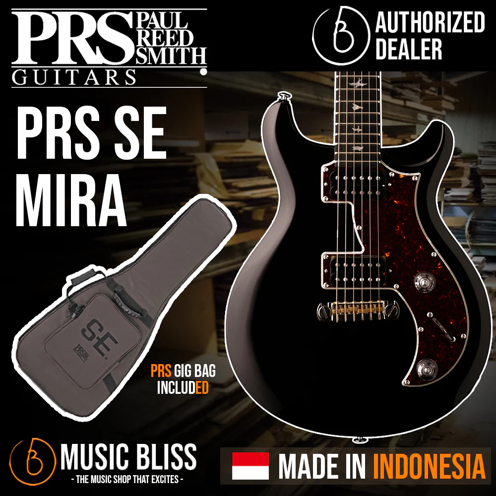 PRS SE Mira Electric Guitar with Bag - Black [ Made in Indonesia ]