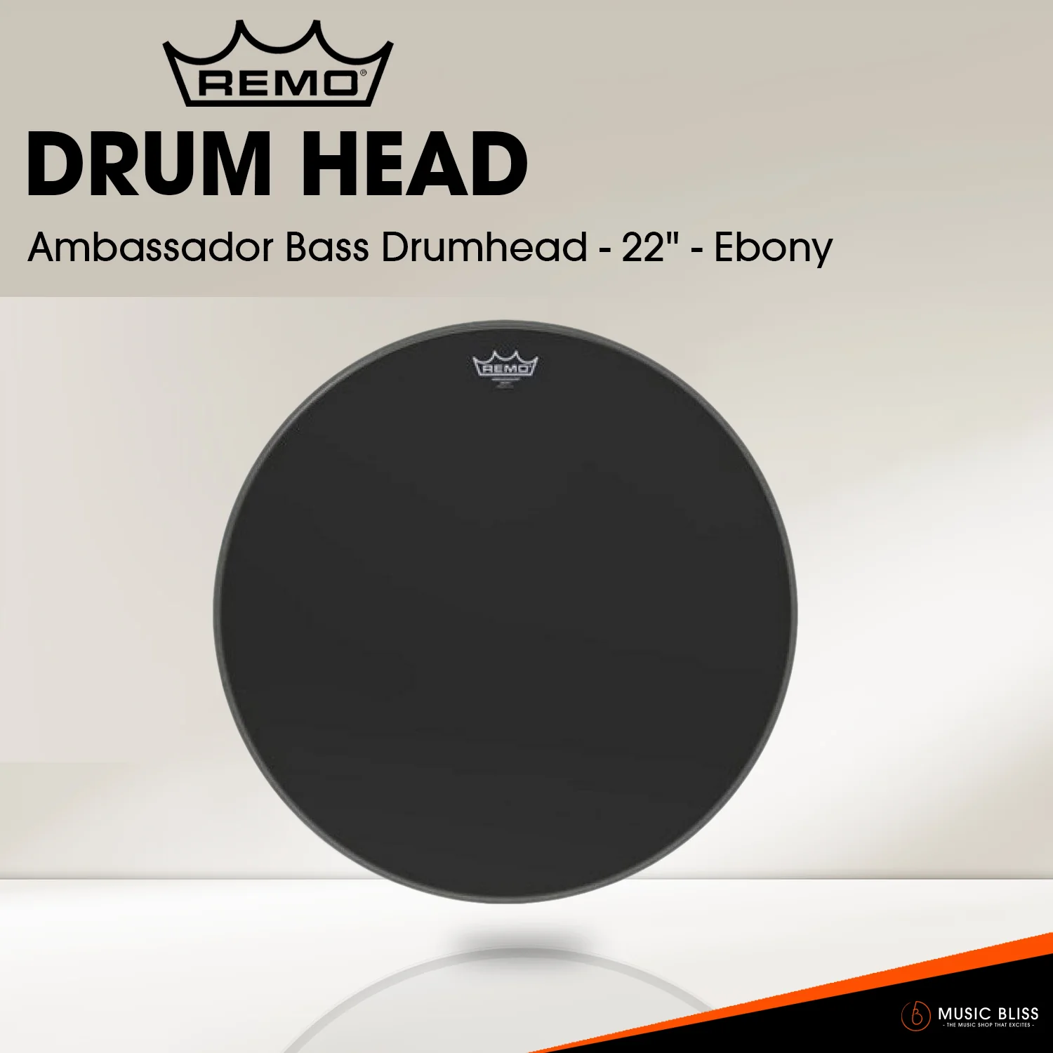 Remo Ambassador Bass Drumhead - 22" - Ebony