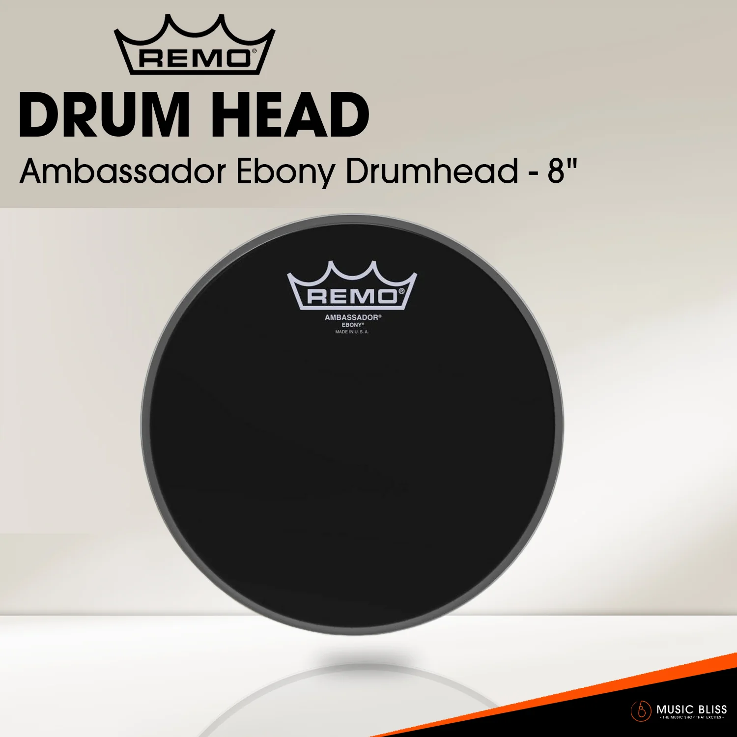 Remo Ambassador Ebony Drumhead (Available in sizes 8"-18")