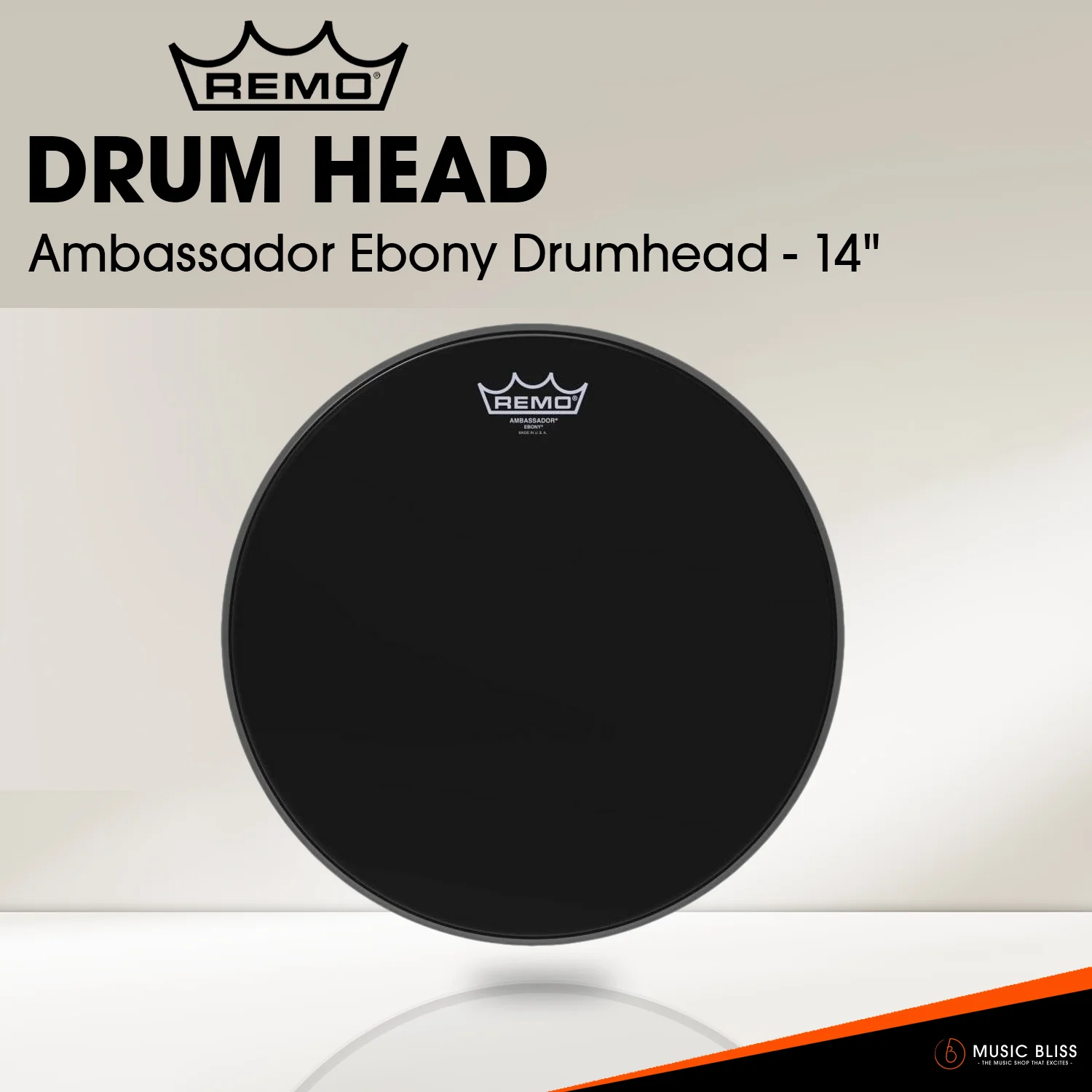 Remo Ambassador Ebony Drumhead (Available in sizes 8"-18") - Image 4