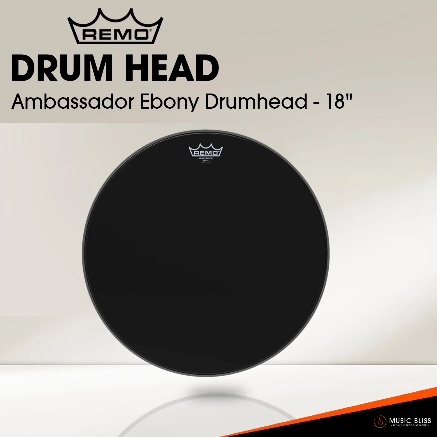 Remo Ambassador Ebony Drumhead (Available in sizes 8"-18") - Image 6