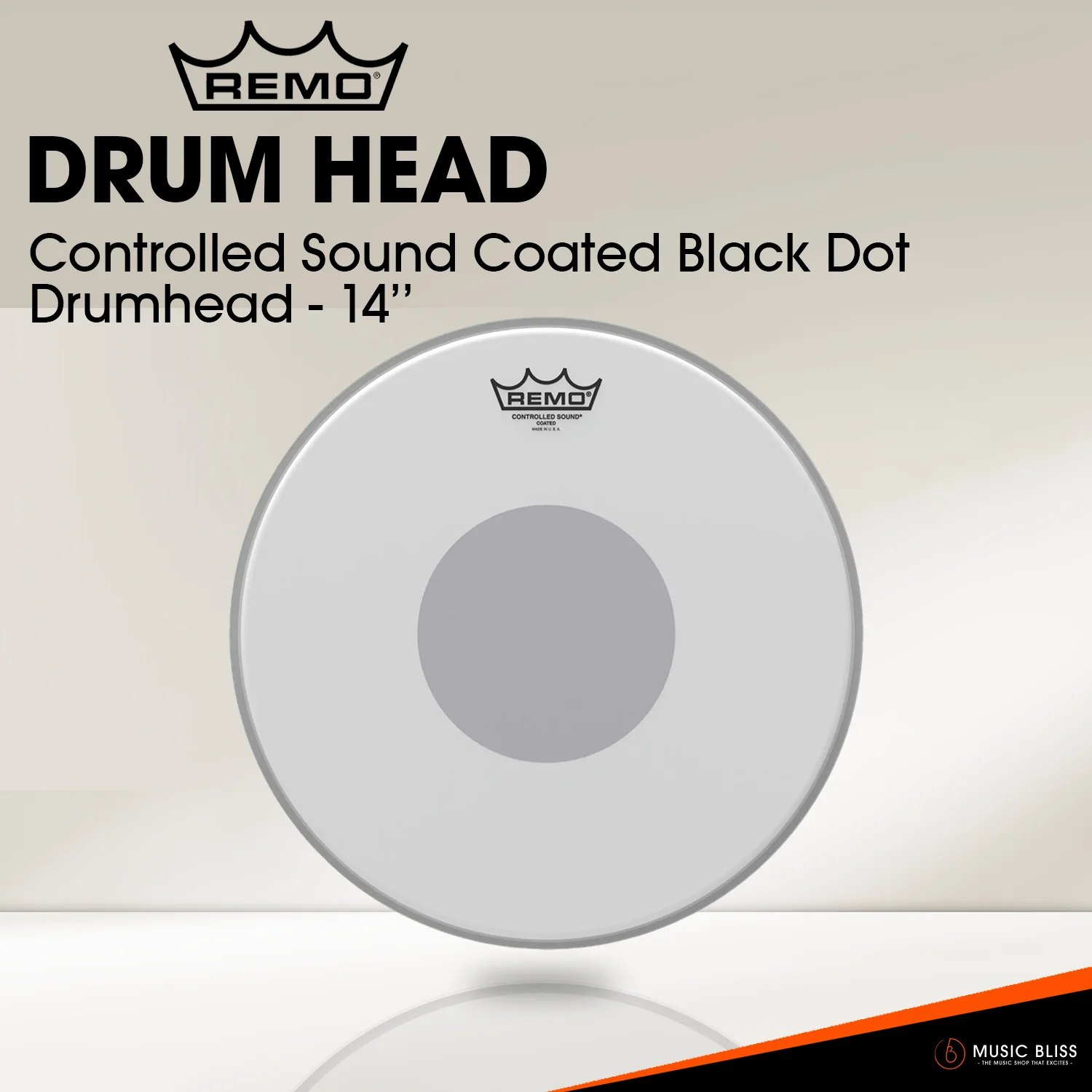 Remo Controlled Sound Coated Black Dot Drumhead - Bottom Black Dot (Available in sizes 8"-18") - Image 5