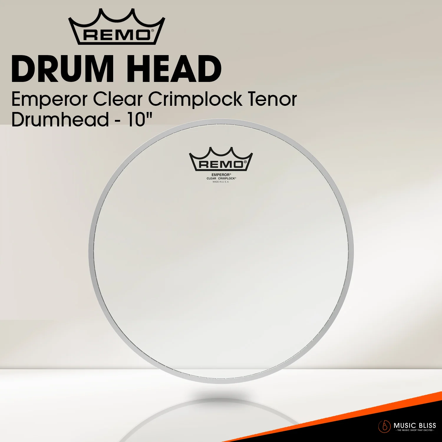 Remo Emperor Clear Crimplock Tenor Drumhead (Available in sizes 8"-13") [Free In-Store Installation] - Image 2
