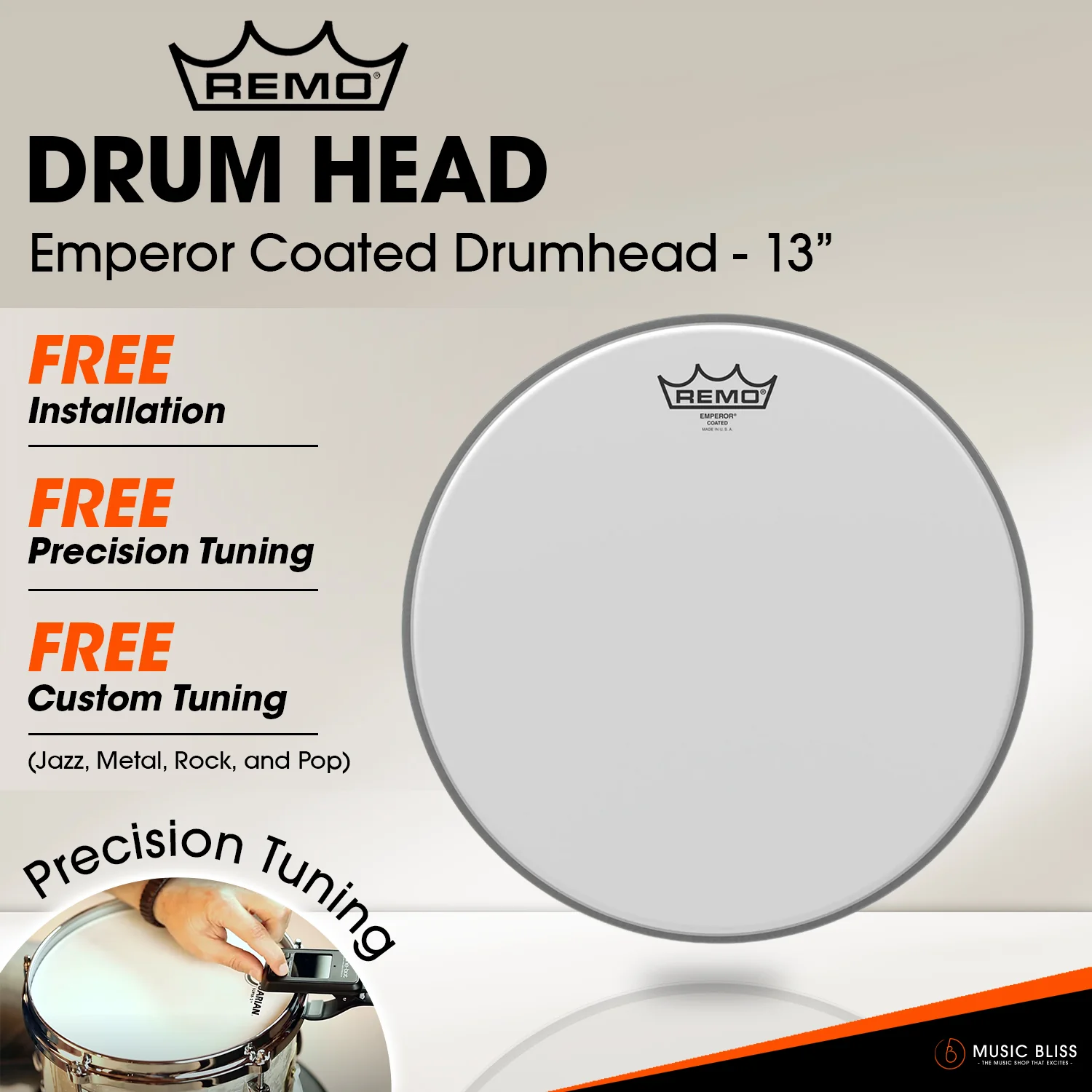 Remo Emperor Coated Drumhead (Available in sizes 6"-16") [Free In-Store Installation] - Image 5