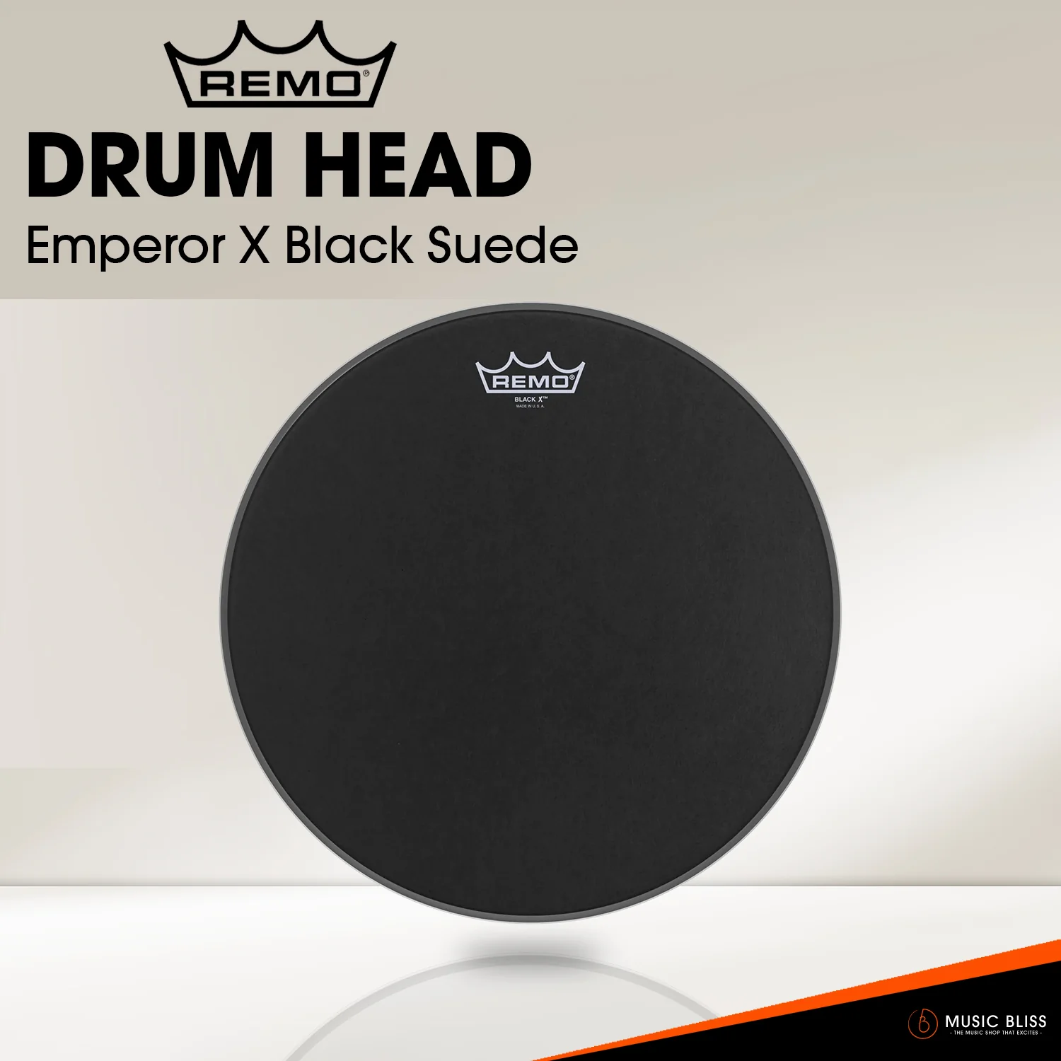 Remo Emperor X Black Suede Snare Drumhead - Bottom Black Dot (Available in sizes 13"-14") - Image 2