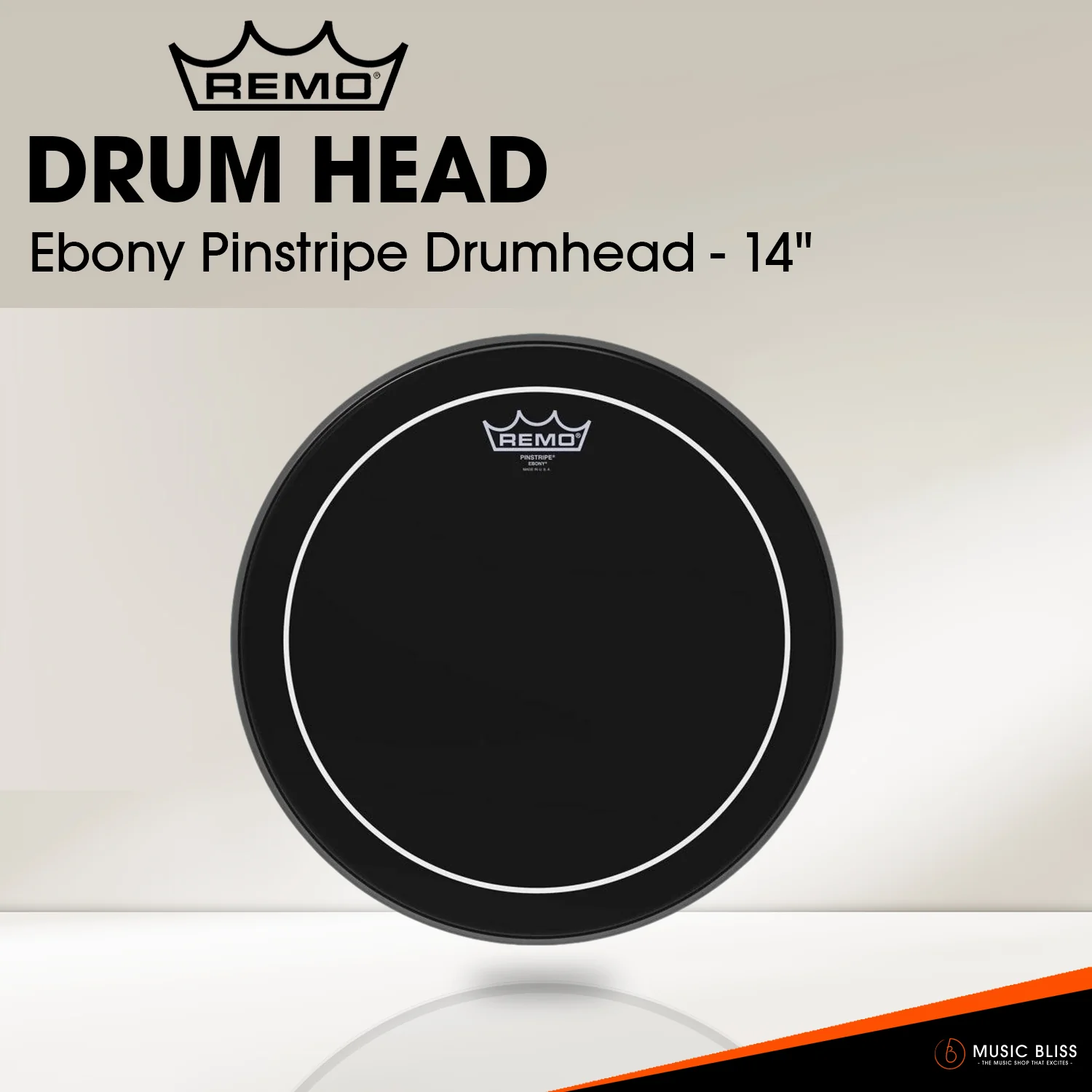 Remo Pinstripe Ebony Drumhead (Available in sizes 10"-18") - Image 4