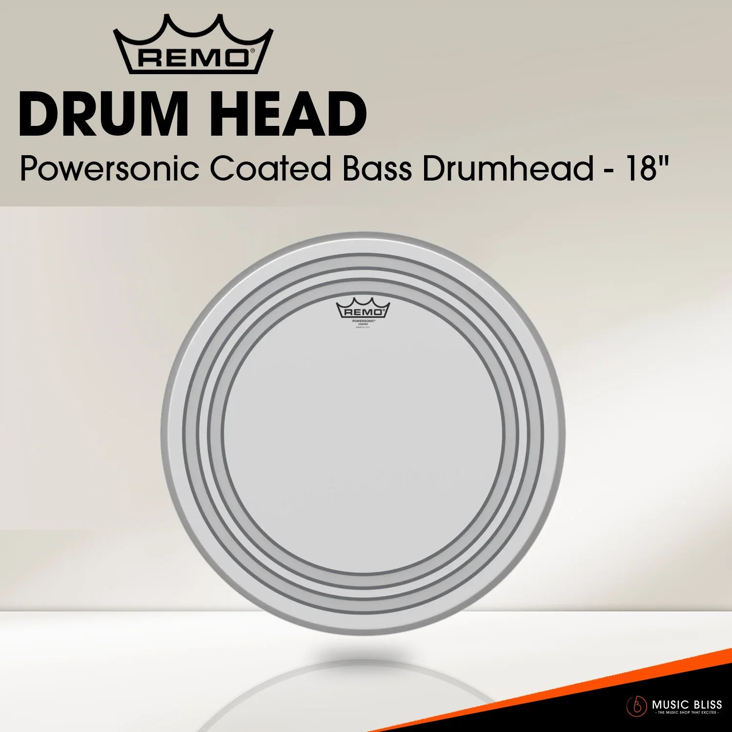 Remo Powersonic Coated Bass Drumhead - 18"