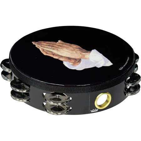 Remo Praise Tambourine - 8" - Double Row Jingles - Praying Hands - Image 2