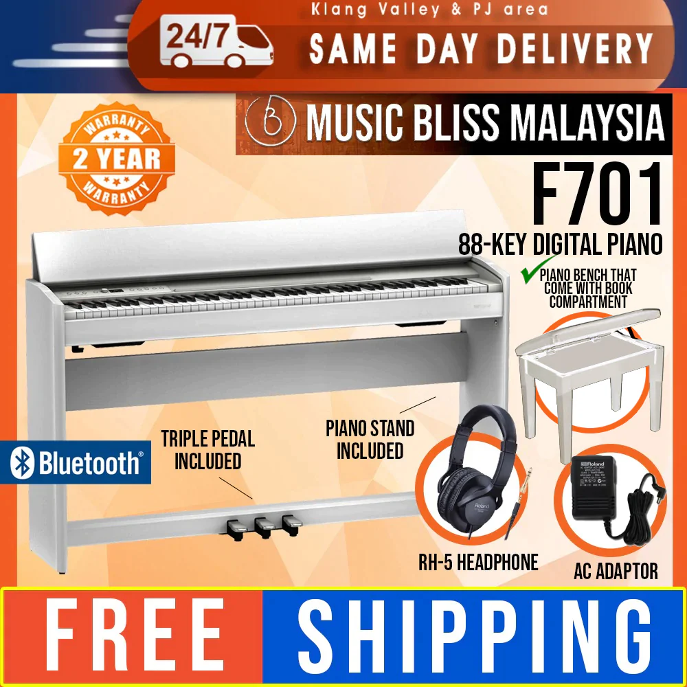 Roland F-701 88-key Digital Home Piano - White