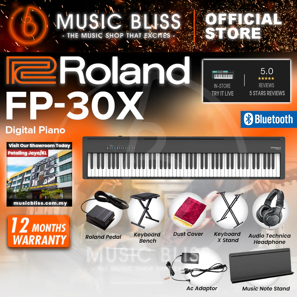 Roland FP-30X 88-key Digital Piano with DP-2 Pedal - Black - Image 2