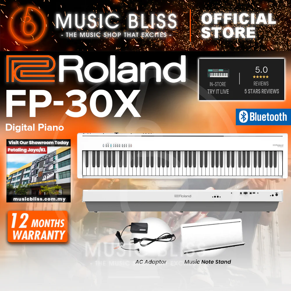 Roland FP-30X 88-key Digital Piano with DP-2 Pedal - White - Image 3