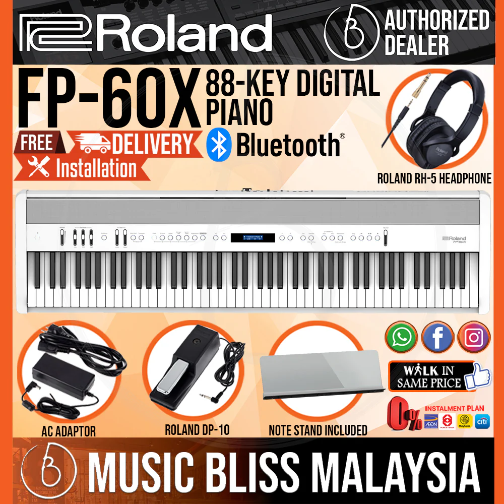 Roland FP-60X 88-key Digital Piano Musician Package with DP-10 Pedal - White