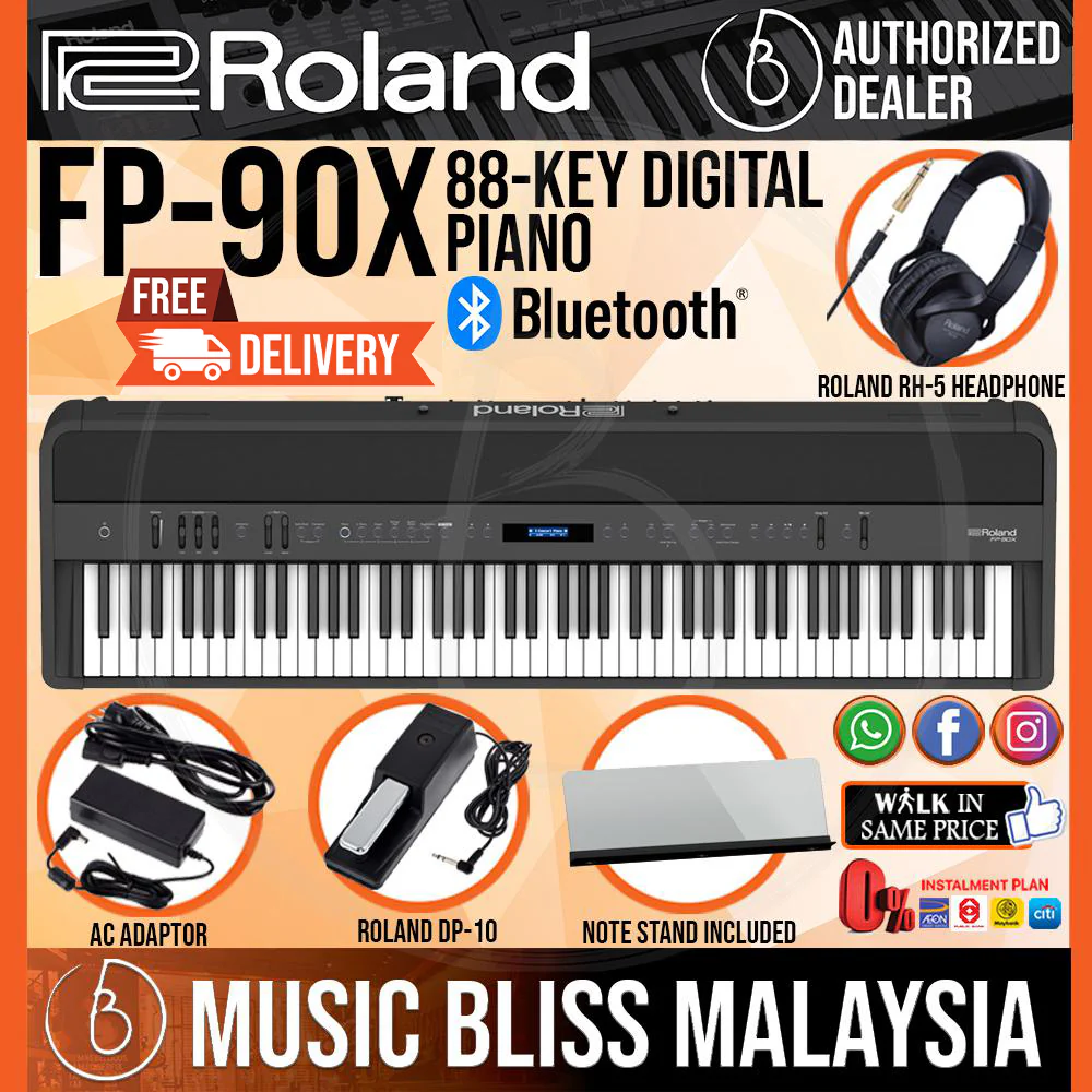 Roland FP-90X 88-key Digital Piano Musician Package with DP-10 Pedal - Black