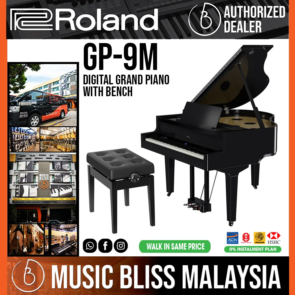 Roland GP-9M Digital Grand Piano with Bench - Polished Ebony