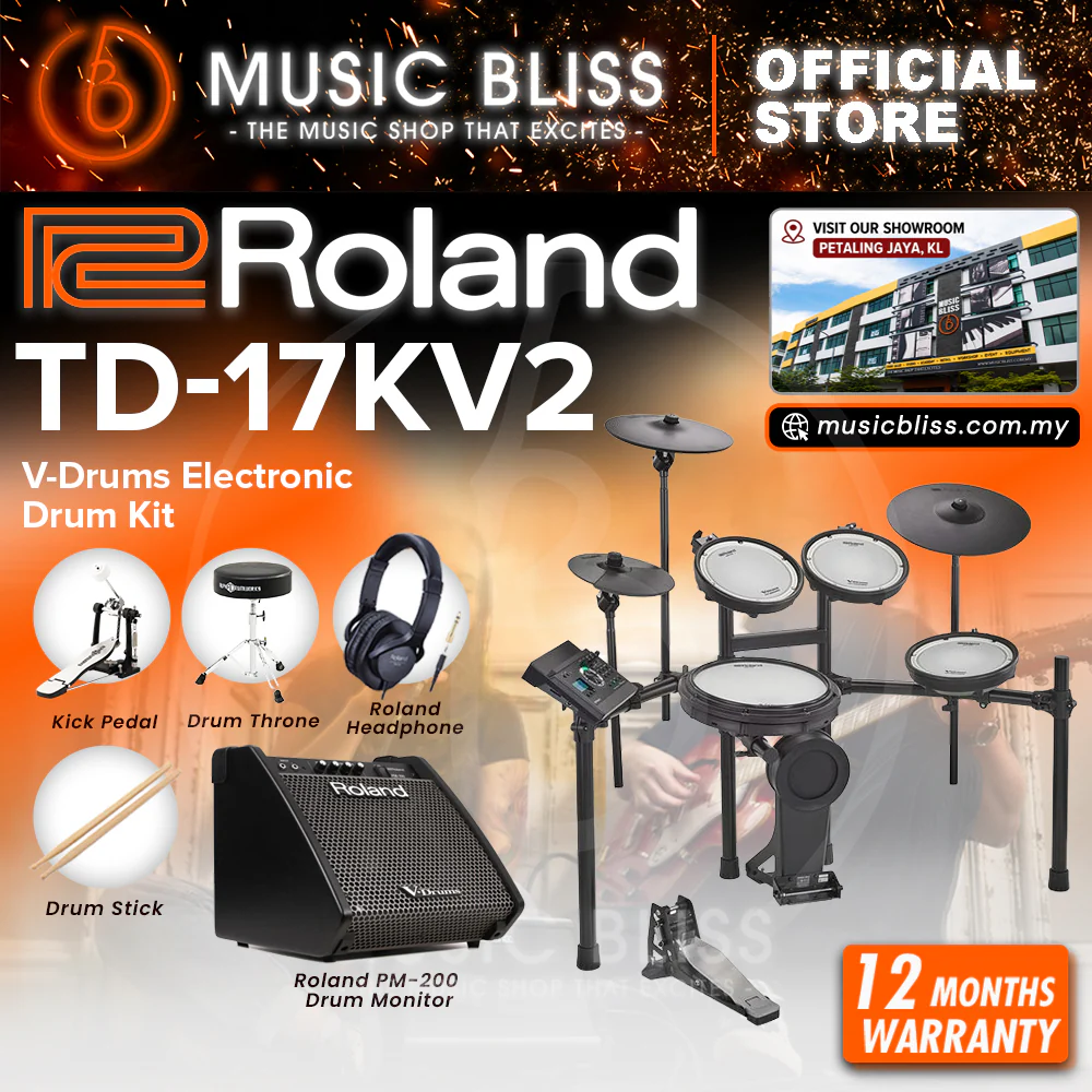 Roland TD-17KV Gen 2 V-Drums Digital Drum Electronic Drum with RH-5 Headphone, Kick Pedal, Drum Throne and Drumsticks - Image 4