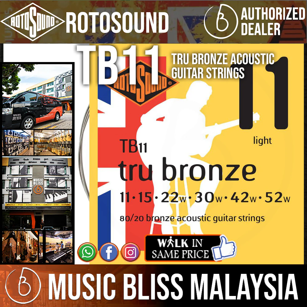 Rotosound TB11 Tru Bronze Acoustic Guitar Strings (11-52)