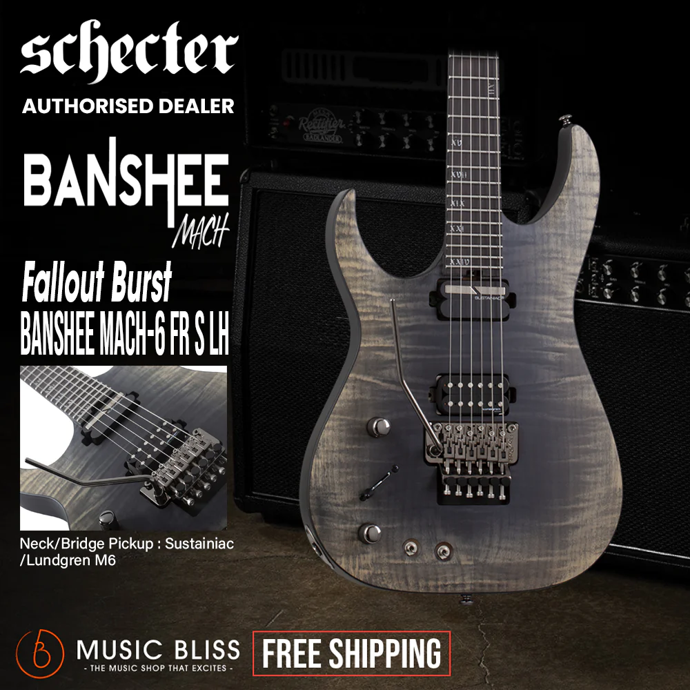 Schecter Banshee Mach-6 FR-S Left-Handed Electric Guitar - Fallout Burst