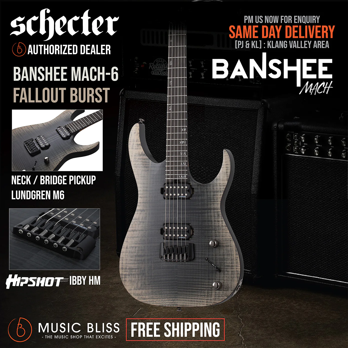 Schecter Banshee Mach-6 Electric Guitar - Fallout Burst
