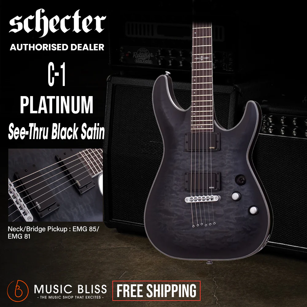 Schecter C-1 Platinum Electric Guitar - See-Thru Black Satin