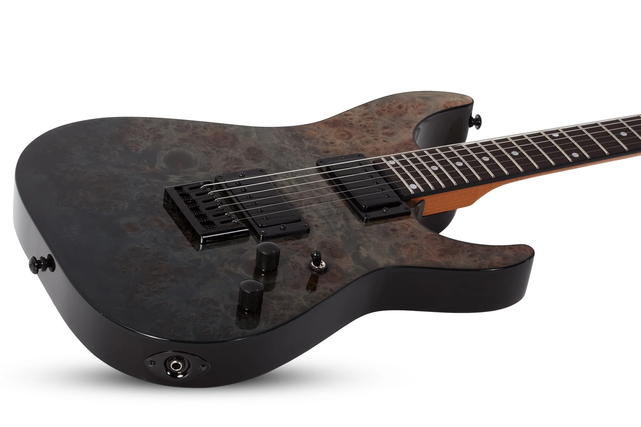 Schecter C-1 Standard Electric Guitar - Black Fade Burst Burl - Image 4