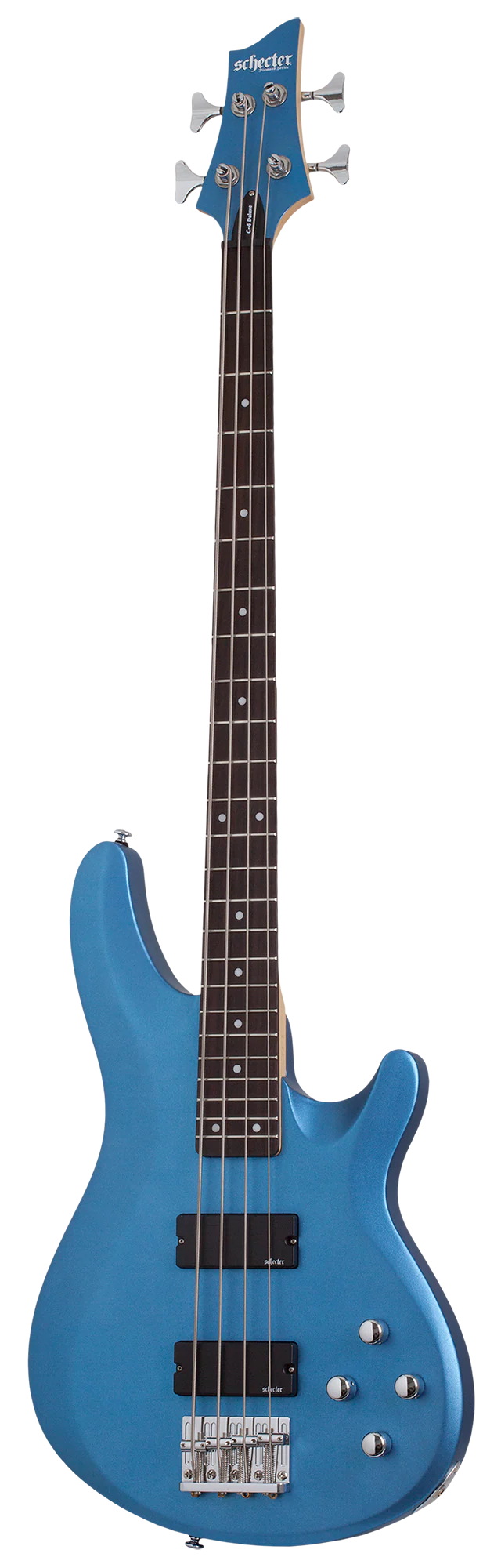 Schecter C-4 Deluxe Electric Bass Guitar - Satin Metallic Light Blue - Image 2