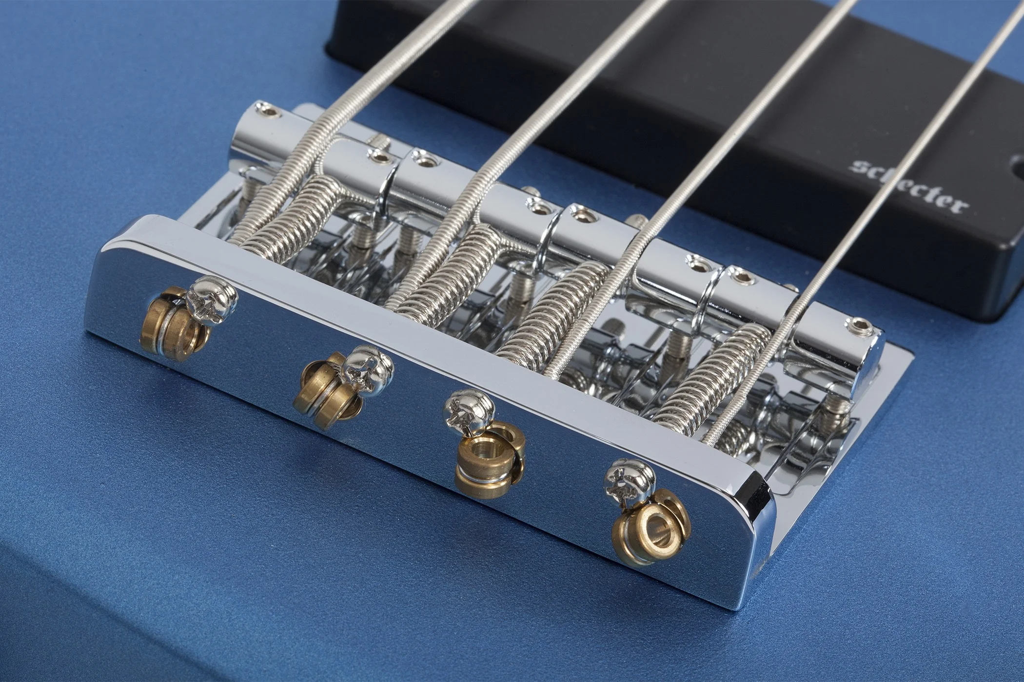 Schecter C-4 Deluxe Electric Bass Guitar - Satin Metallic Light Blue - Image 4
